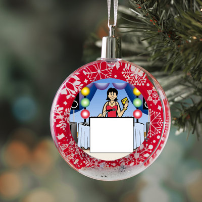Personalized Disc Jockey/MC - Female Christmas Snow Globe Ornament