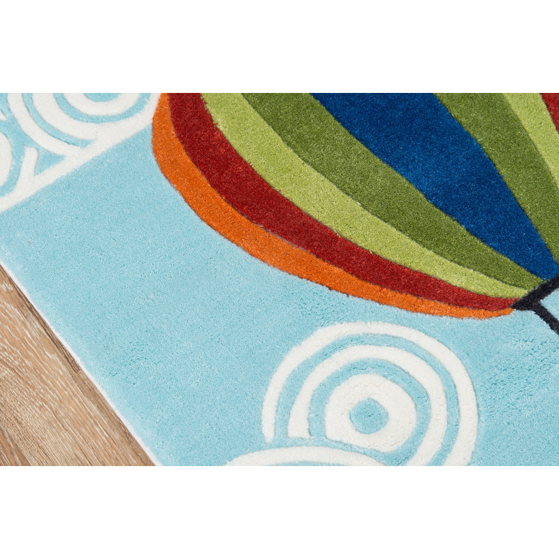Tapis bleu touffeté à la main Aayush, Rectangle 3 pi x 5 pi