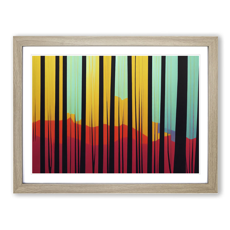 Incomparable Abstract Forest - Single Picture Frame Print, 25cm H x 34cm W x 2cm D, Oak