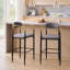 Tabouret de bar rembourré moderne avec accoudoirs dorés - hauteur de siège de 23 po, conception ergonomique pour îlot de cuisine ou comptoir de salle à manger, ensemble de 2 - tissu gris et structure en métal noir-969141107