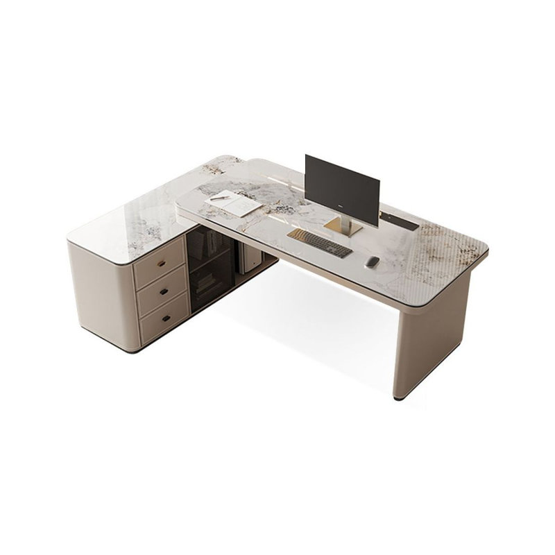 Bureau et bibliothèque intégrés modernes et simples, 29.53" H x 55.12" W x 29.53"D , Retour à gauche