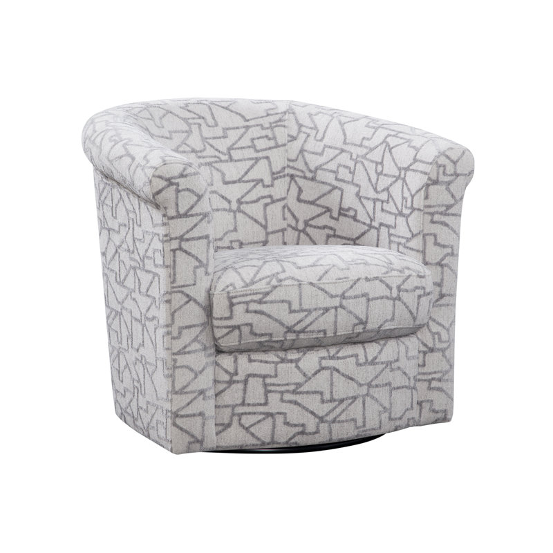 Pinehill Marvel 360 Swivel Barrel Chair, Mason Crystal Gray and Cream