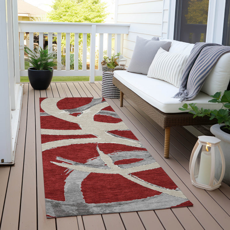 Tapis intérieur / extérieur rouge Aloura , 2'3" x 7'6"