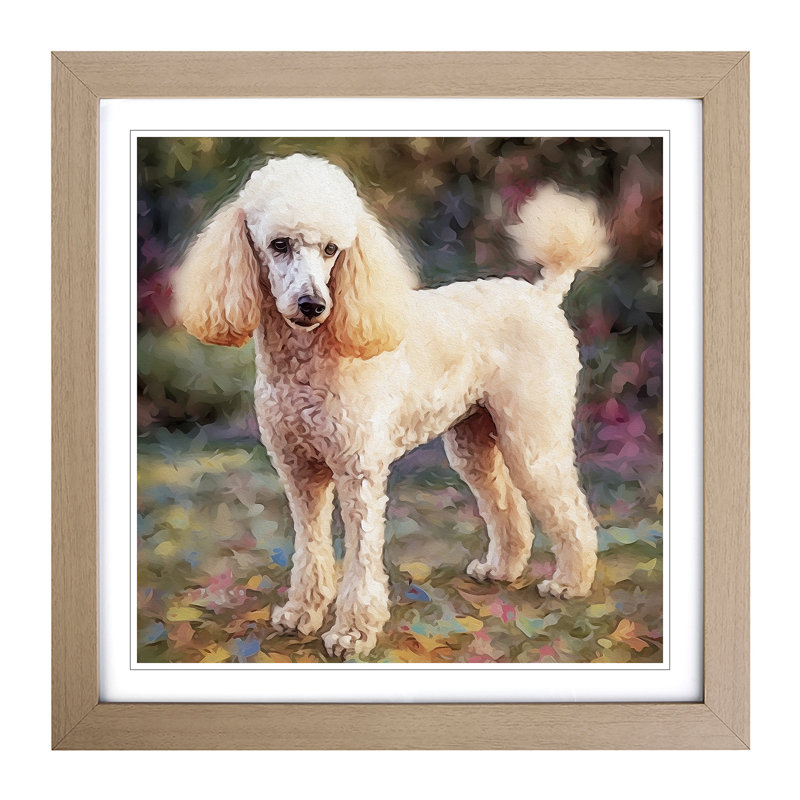 Poodle Post-Impressionism - Framed Print, Oak