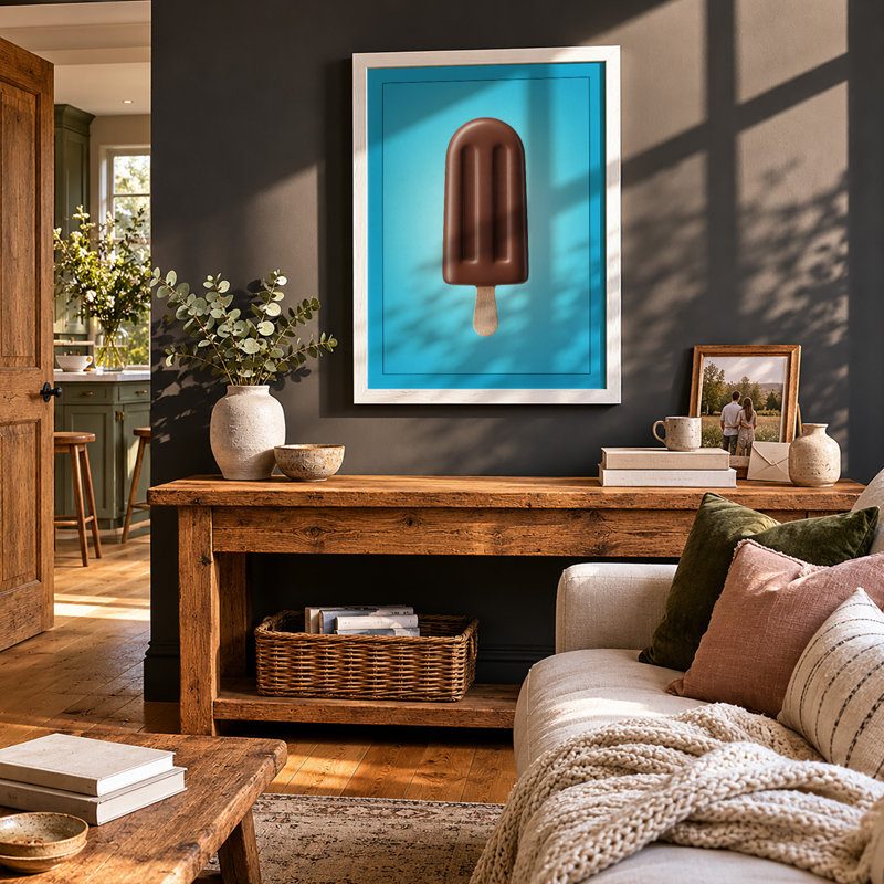 Chocolate Ice Lolly Minimalist - Print, A4 - 29.7 x 21.0 cm, White