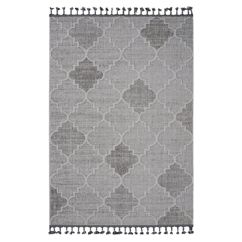 4x6 Trellis Area Rug Loom & White/grey - Stain , Non-shedding, Shiny Fade