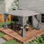 Pavillon de jardin 9,6 pi x 11,6 pi, auvent à 2 toits, gris, pour jardin, pelouse, cour, terrasse, construction résistante aux intempéries, filet de protection, étapes d'assemblage simples - avec terrasse en acier à filet, coupe-vent, gris