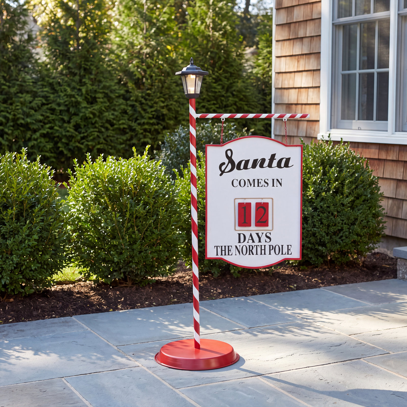 Solar Lighted Metal Santa Joy Yard Sign