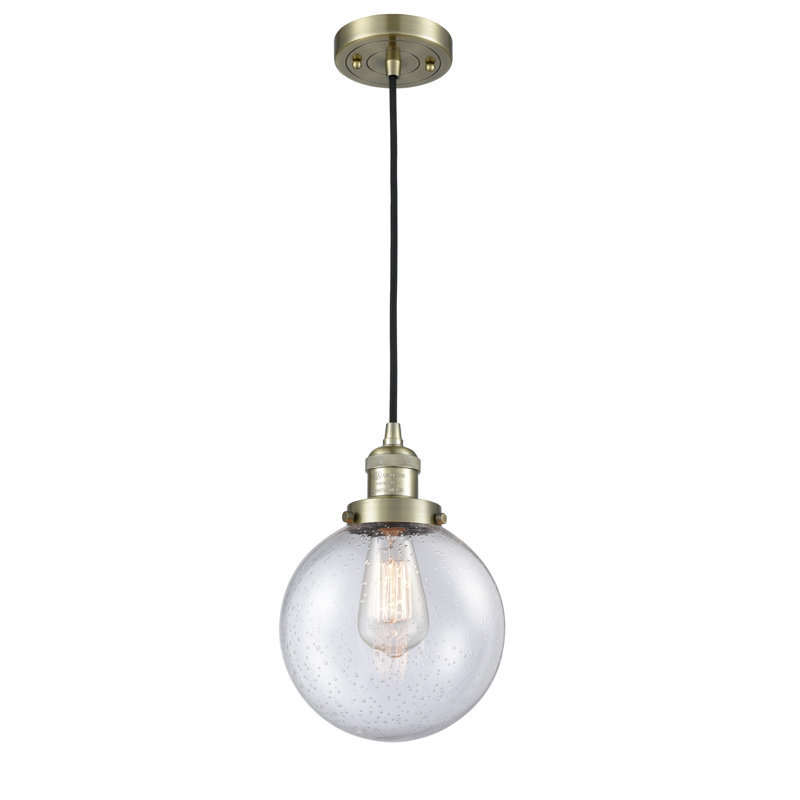 Luminaire suspendu sphère 1 lumière Clementina, Ampoule non incluse, Grainé, Laiton antique
