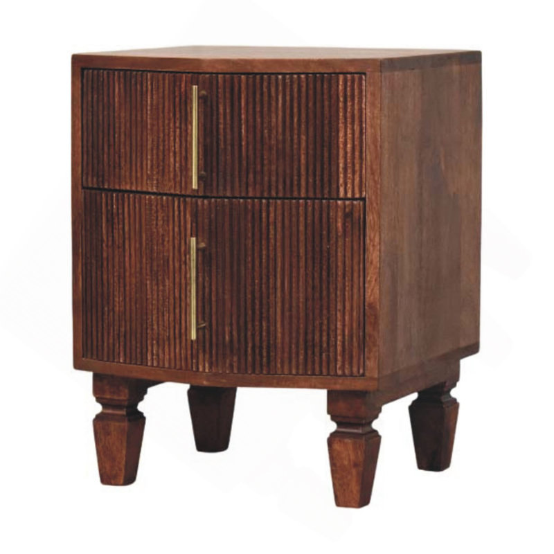Solid Wood Harper Nightstand,Brown,2-Drawer
