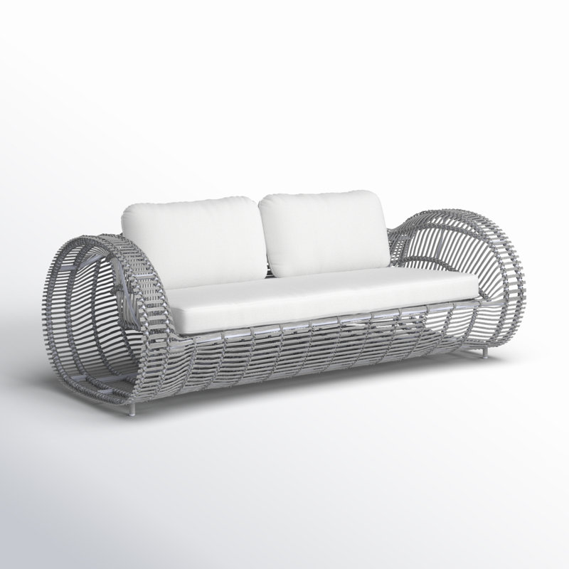 Dochi 80" Wide Outdoor Wicker Patio Sofa with Sunbrella Cushions, Grey