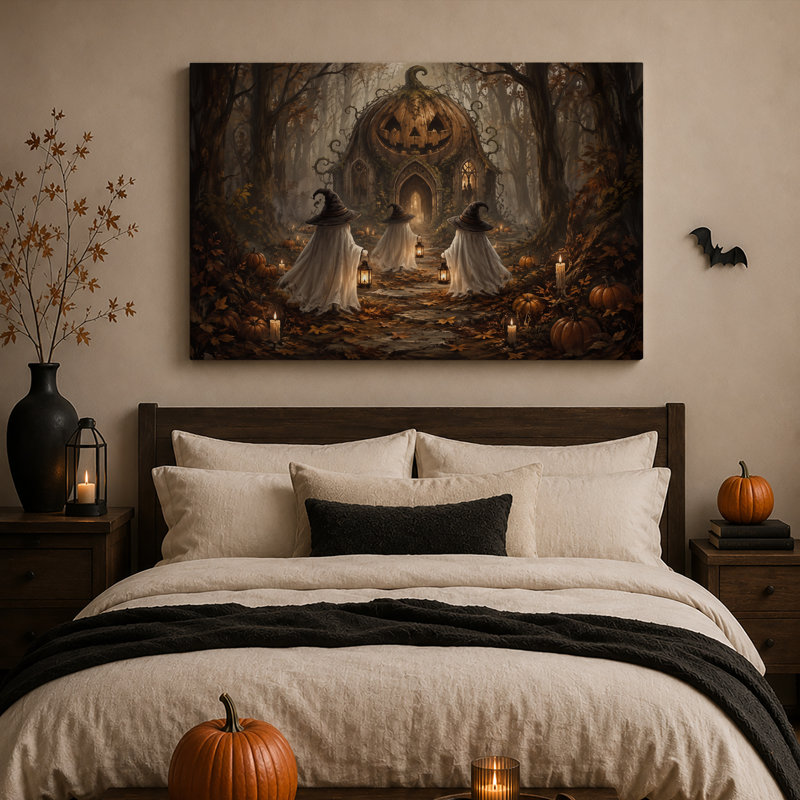 Art mural sur toile Halloween fantômes, H 20 po x l 30 po