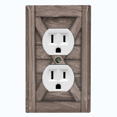 Brown Fence Nature Themed 1 - Gang Duplex Outlet Standard Wall Plate
