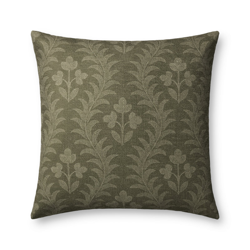 Coussin décoratif Magnolia Home par Joanna Gaines x Loloi Isola, Vert, Housse 22 po x 22 po avec duvet