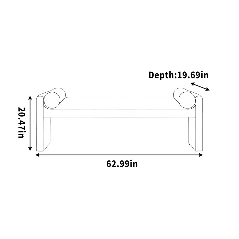 Dao, H 20,47 po x l 62,99 po x P 19,69 po