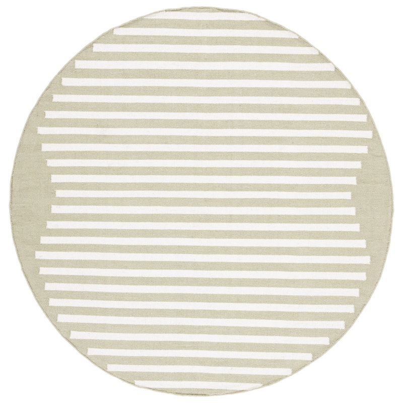 Tapis rayé en coton Esven, Rond 6 pi