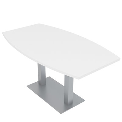 Table de conférence en forme de bateau avec base en métal double