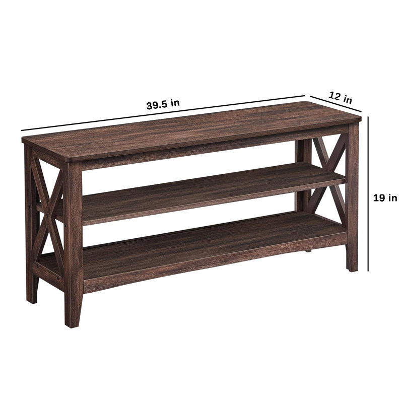 2-tier Shoe Rack, Maroon Brown, 18.9" H x 39.4" W x 11.8" D