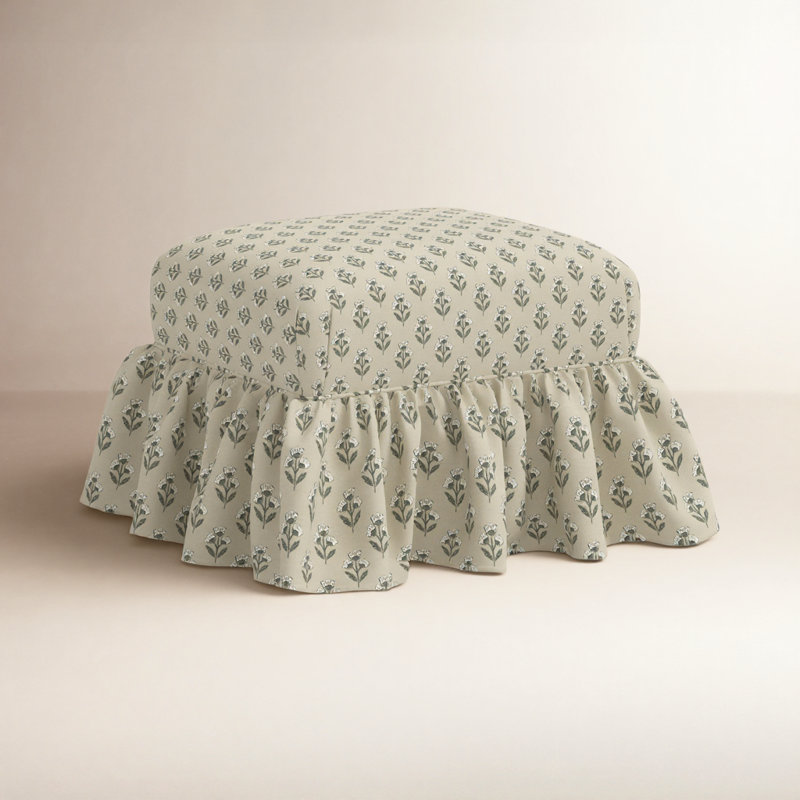 June Upholstered Ottoman, Francie Sage