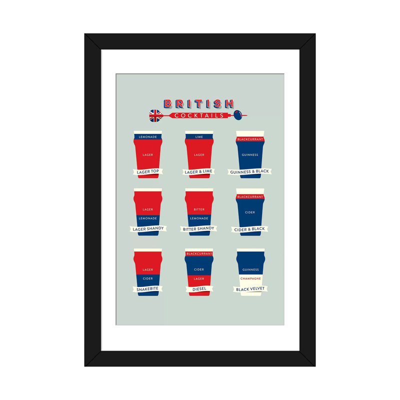 « cocktails i » par stephen sauvage, reproduction d’art sur toile tendue, Papier d'art encadré noir, Blanc