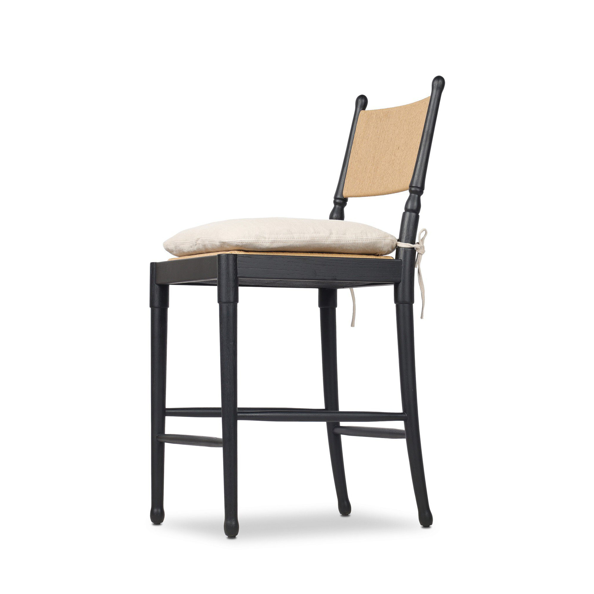 Fayth Stool with Cushion, Stained Black Ash Frame, Counter Stool (25.5” Seat Height)”