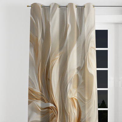 Aviyah - Champagne Grommet Curtain - Room Darkening Abstract Curtain - 1 Panel