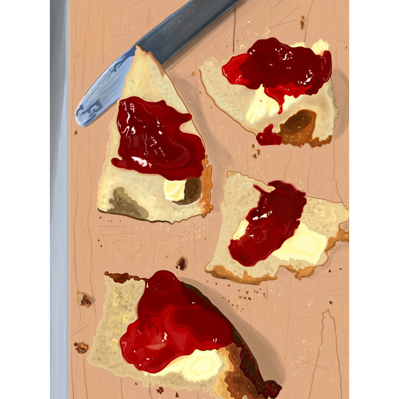 Buttered Bread With Strawberry Jam Print by Evan Sklar, Black Framed Canvas, 32" H x 24" W