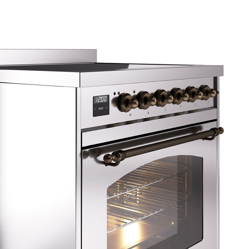 ILVE Nostalgie II 30 in Induction Range, Stainless Steel/Bronze