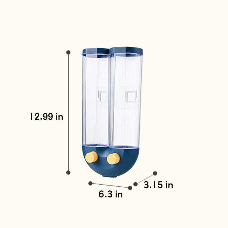 Dry Food Dispenser Wall Mounted 2 Grid, Blue
