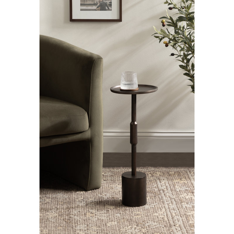 Truxton Modern Cast Aluminum Round Drink Table, Bronze Top/Brown Base