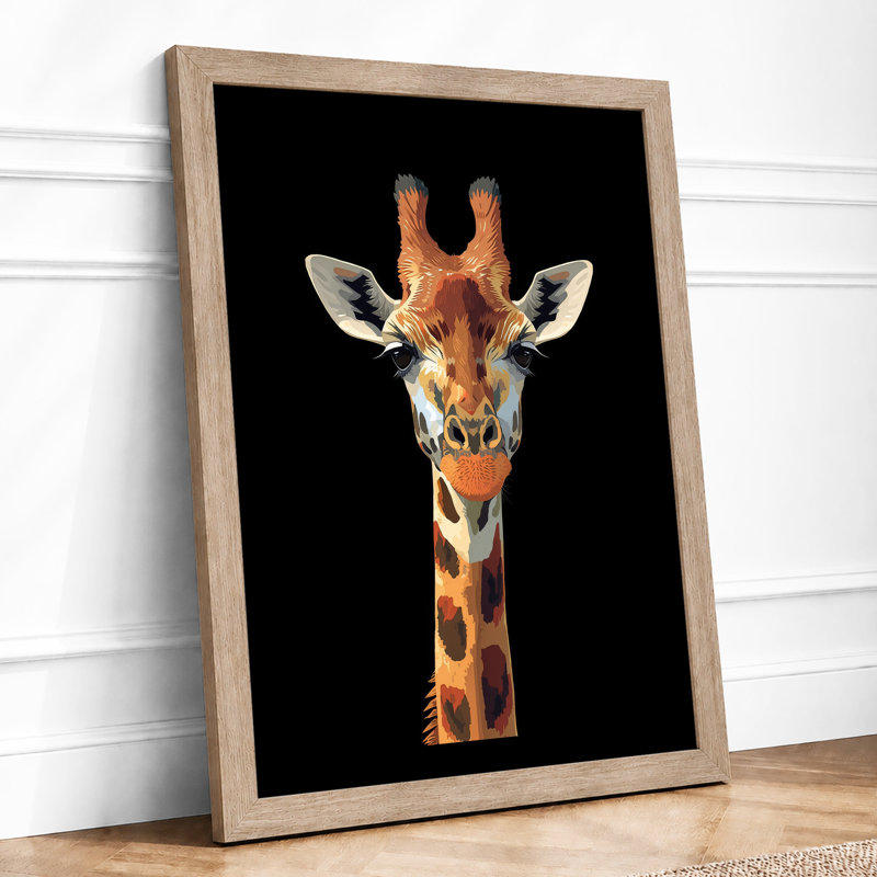 Giraffe Portrait Modern - Framed Print, A1 - 84.1 x 59.4 cm, Oak