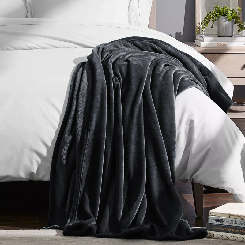Plain Weave / Muslin Heated Throw Blanket, Grey, King