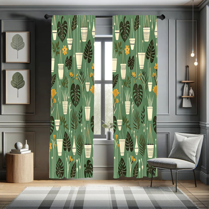 Paire de rideaux 2 pièces East Urban Home, L 28 po x L 95 po
