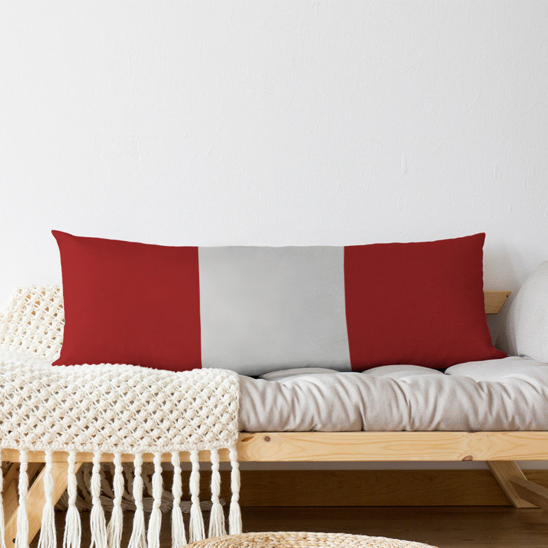 Abel Polyester Medium Pillow, Red/White Middle
