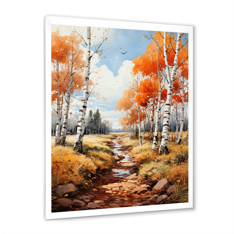 Daveyon Birch Woods Autumn Whispers VI, H 32 po x l 24 po x P 1 po, Cadre photo blanc