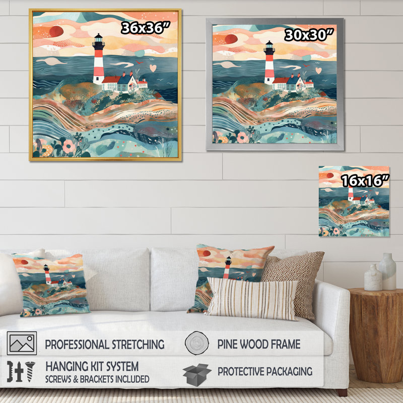 «Coastal Guiding Light II», reproduction sur toile, Cadre photo blanc, H 16 po x l 16 po x P 1 po