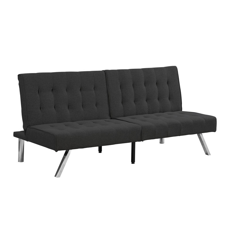 Wood Frame, Stainless Leg, Futon, Sofa Bed Black, Black