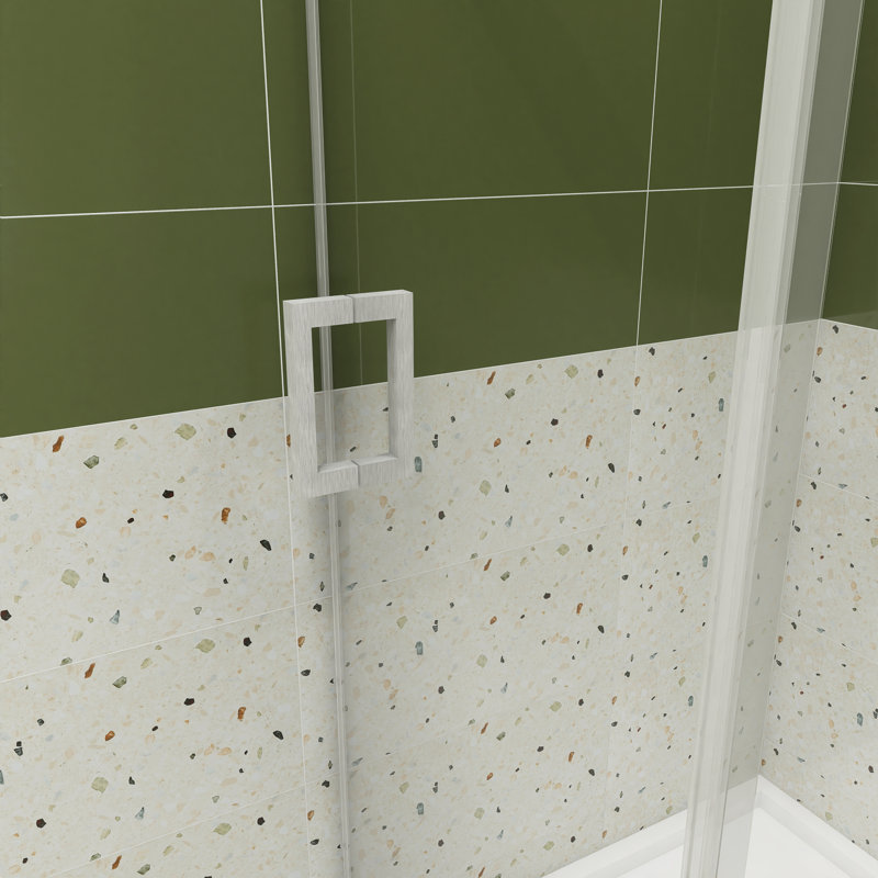 Porte de douche coulissante sans cadre avec verre trempé l 72 po x H 76 po, Nickel brossé