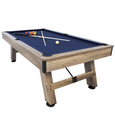 Table de billard américaine 90 po avec finition en bois rustique et tissu bleu marine American Legend