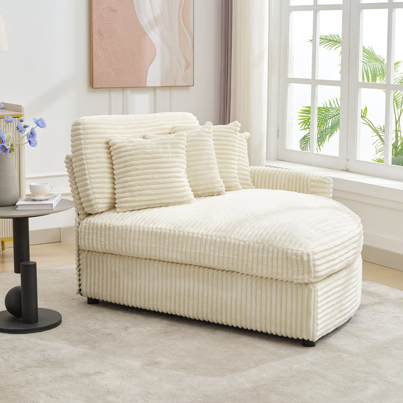 Chaise longue rembourrée avec coussin, Orienté à gauche (vu de face), Beige