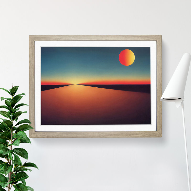 XH1022-6189X Modern Sunset Vol.5 Abstract 1 Piece Single Picture Frame Wall Art, 25cm H x 34cm W x 2cm D, Oak