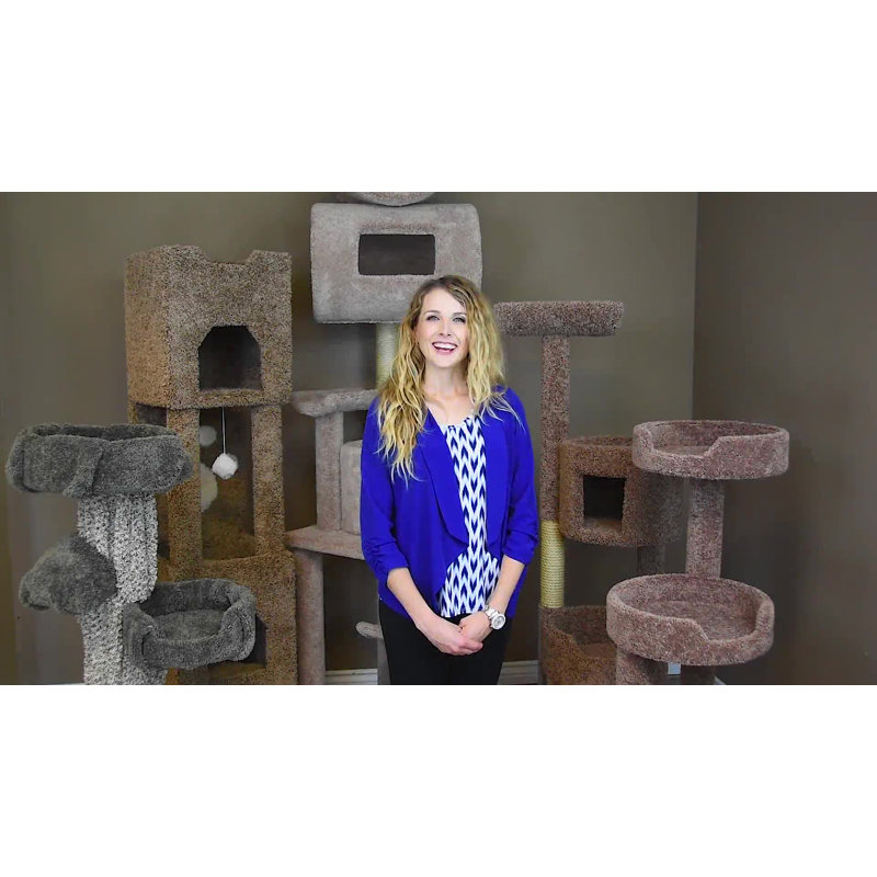 Brown Wood and Carpet 3-Step Pet Stairs