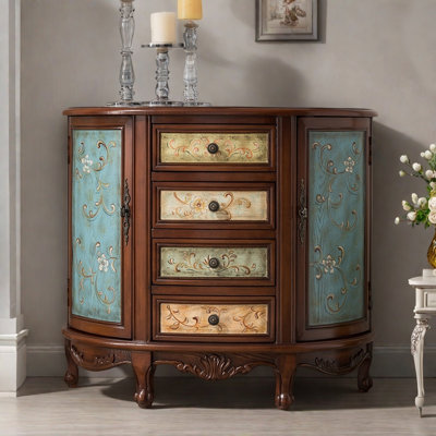 Semicircle Retro Painted Wooden Accent Cabinet by NICECABINET