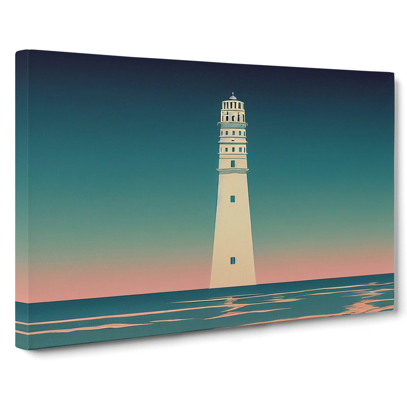 Lighthouse Art Deco Style - Wrapped Canvas, 35cm H x 50cm W x 3cm D