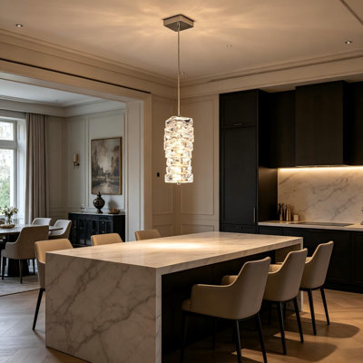 Luxury Dimmable Crystal Chandelier For Living Room Kitchen Island Modern Sparkle Crystal Led Pendant Light For Bedroom Bedside