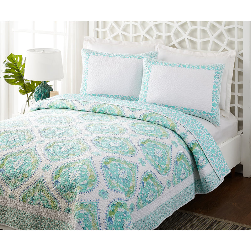 Ensemble de courtepointe réversible 100% coton 3 pièces Bohemian Breeze, Courtepointe double / grand + 2 taies décoratives