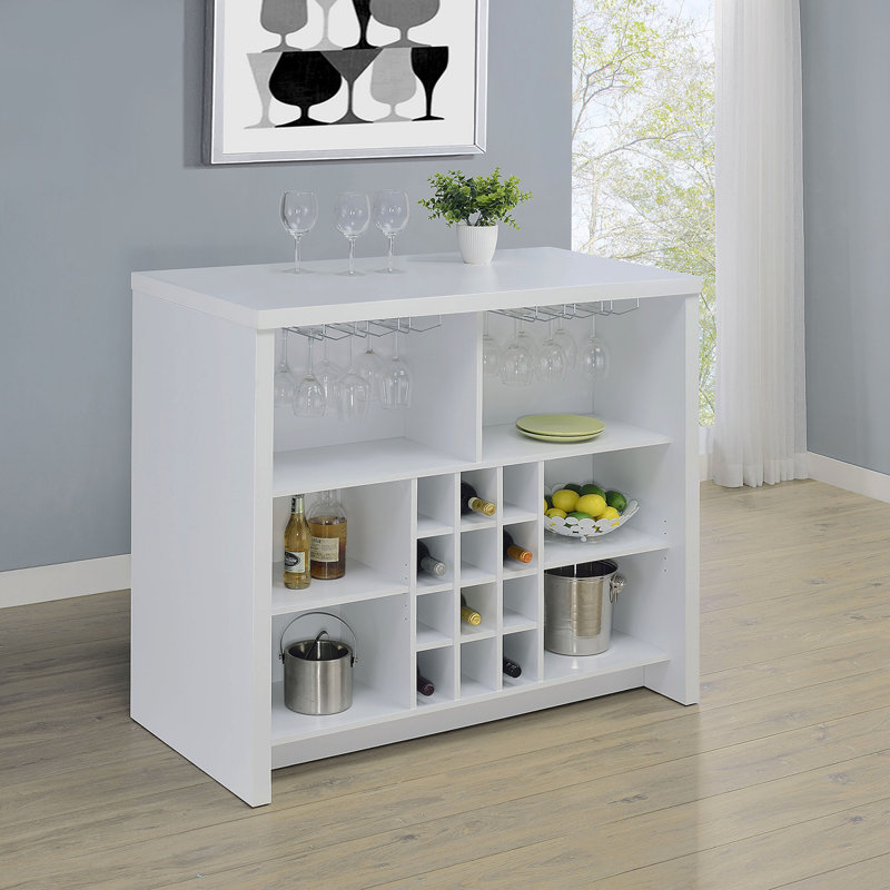 Bar domestique autoportant en bois d'ingénierie Irving, Blanc