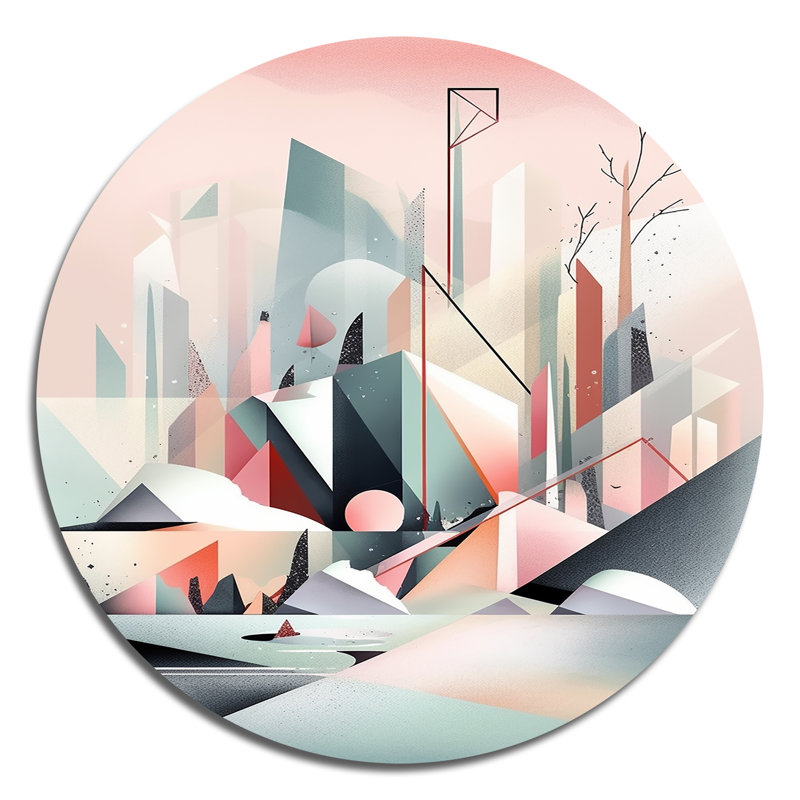 Essence of Abstract Minimalisme II - Minimalisme abstrait, art mural rond sur métal, H 23 po x l 23 po x P 1 po