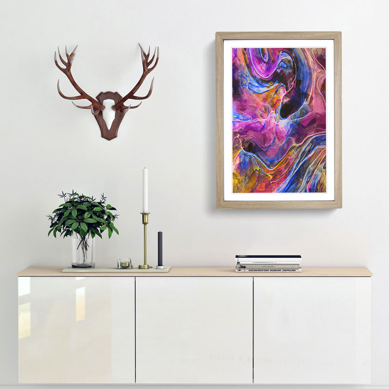 World of Us in Abstract - Picture Frame Graphic Art Print, 50cm H x 35cm W x 2cm D, Oak