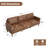 91.73'' Faux Leather Square Arm Sofa Brown Chenille-1743272073